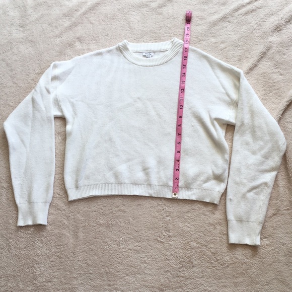 Garage white knit boxy crew neck sweater - Picture 3 of 4